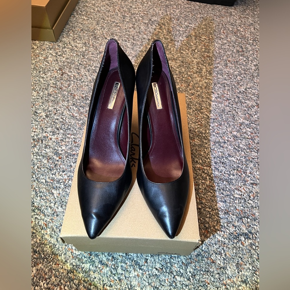 Women’s size 13 BCBGeneration high heels stiletto 4.5” black leather pointed toe